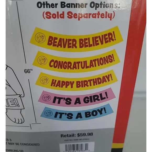 Buc-ee the Beaver Mascot Blow -up w/PARTY TIME BANNER included